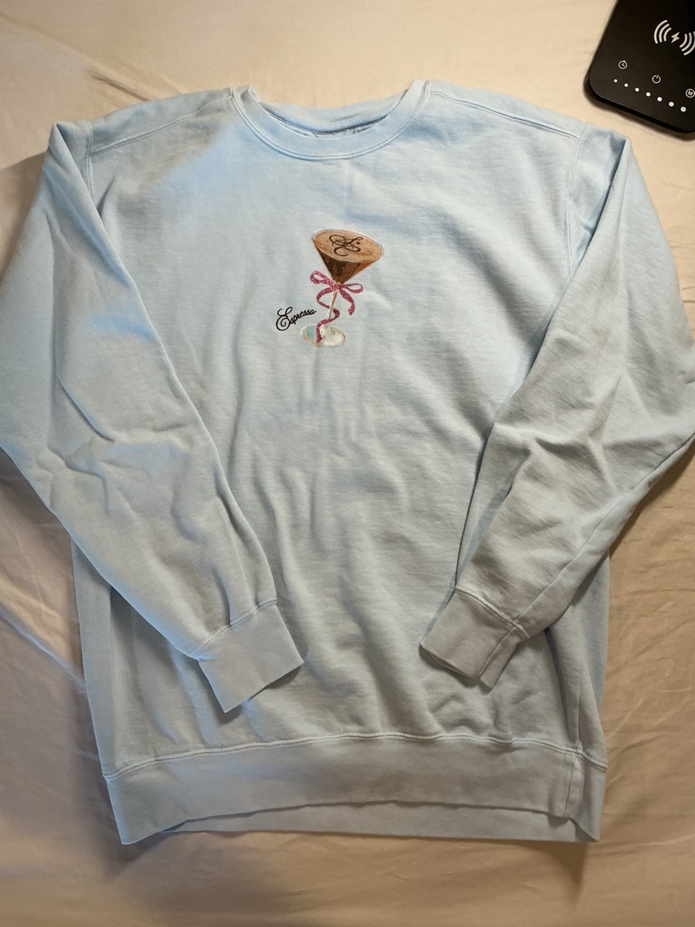Light Blue Women's Sweatshirt with Embroidered Motif